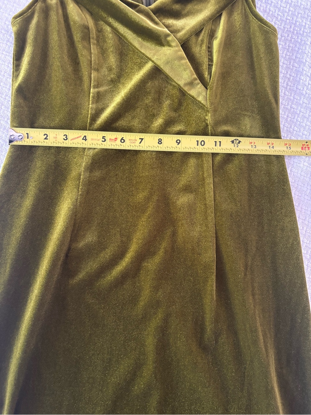 Off-Shoulder beautiful Olive Velvet Midi Dress - Picture 5 of 5